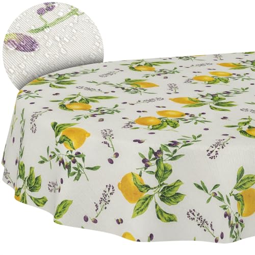 Tischdecke aus Stoff Textil abwaschbar Tischwäsche Tischtuch Baumwolle Polyester Lemon Oval 240x140cm In-/Outdoor Tischdecke Tischdecke aus Stoff Textil abwaschbar Tischwäsche Tischtuch Baumwolle Polyester Lemon Oval 240x140cm In-/Outdoor Tischdecke von ANRO