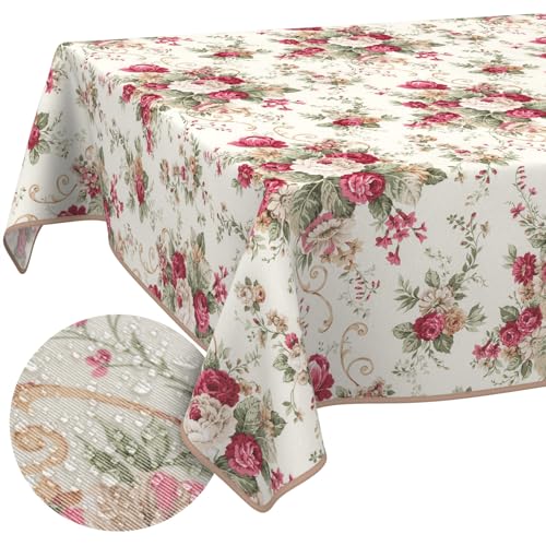 Tischdecke aus Stoff Textil abwaschbar Tischwäsche Tischtuch Baumwolle Polyester Roses 180x140cm In-/Outdoor Tischdecke Tischdecke aus Stoff Textil abwaschbar Tischwäsche Tischtuch Baumwolle Polyester Roses 180x140cm In-/Outdoor Tischdecke von ANRO