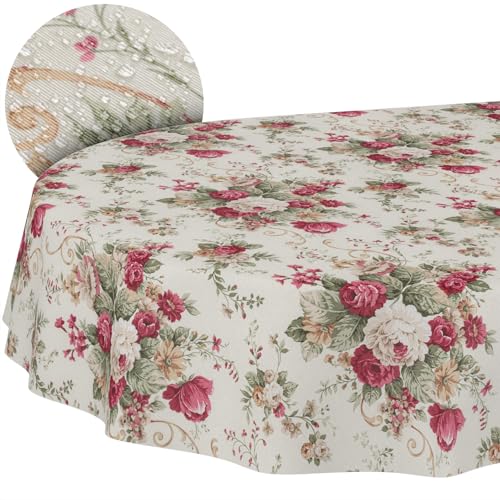 Tischdecke aus Stoff Textil abwaschbar Tischwäsche Tischtuch Baumwolle Polyester Roses Oval 180x140cm In-/Outdoor Tischdecke Tischdecke aus Stoff Textil abwaschbar Tischwäsche Tischtuch Baumwolle Polyester Roses Oval 180x140cm In-/Outdoor Tischdecke von ANRO