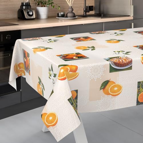 Wachstuch-Tischdecke Tischdecke abwaschbar Wachstuch Garten-Tischdecke Outdoor Indoor 100x140cm Schnittkante Orangen von ANRO