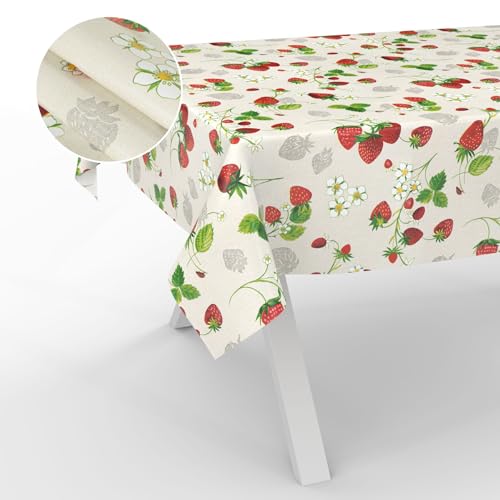 Wachstuch-Tischdecke Tischdecke abwaschbar Wachstuch Garten-Tischdecke Outdoor Indoor 120x140cm Schnittkante Erdbeeren von ANRO