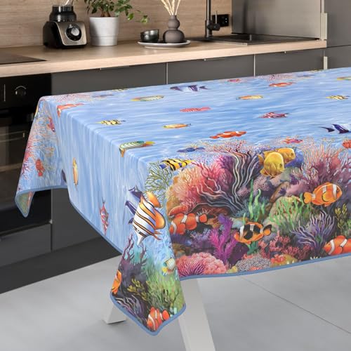 Wachstuch-Tischdecke Tischdecke abwaschbar Wachstuch Garten-Tischdecke Outdoor Indoor 160x140cm mit Saum Aquarium Wachstuch-Tischdecke Tischdecke abwaschbar Wachstuch Garten-Tischdecke Outdoor Indoor 160x140cm mit Saum Aquarium von ANRO