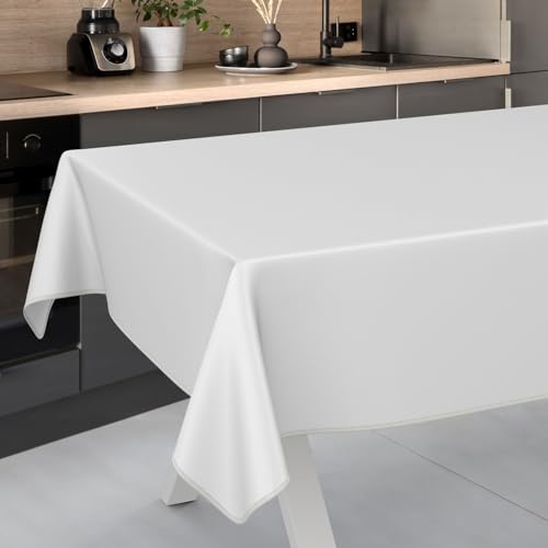 Wachstuch-Tischdecke Tischdecke abwaschbar Wachstuch Garten-Tischdecke Outdoor Indoor 200x140cm mit Saum Weiß Wachstuch-Tischdecke Tischdecke abwaschbar Wachstuch Garten-Tischdecke Outdoor Indoor 200x140cm mit Saum Weiß von ANRO