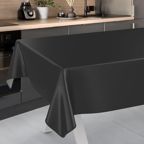 Wachstuch-Tischdecke Tischdecke abwaschbar Wachstuch Garten-Tischdecke Outdoor Indoor 220x140cm mit Saum Schwarz Wachstuch-Tischdecke Tischdecke abwaschbar Wachstuch Garten-Tischdecke Outdoor Indoor 220x140cm mit Saum Schwarz von ANRO