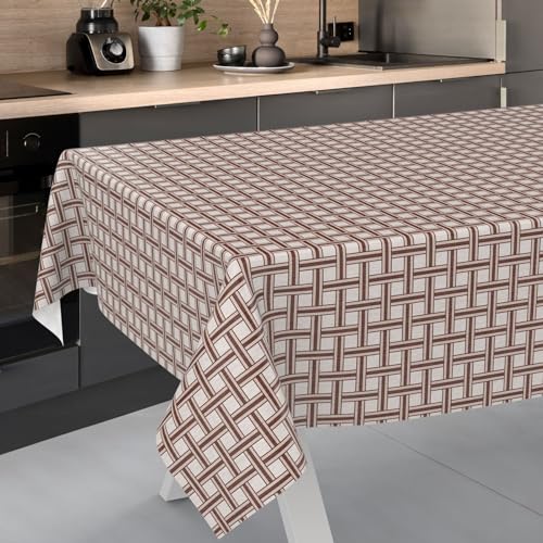 Wachstuch-Tischdecke Tischdecke abwaschbar Wachstuch Garten-Tischdecke Outdoor Indoor 240x140cm Schnittkante Karo Beige von ANRO