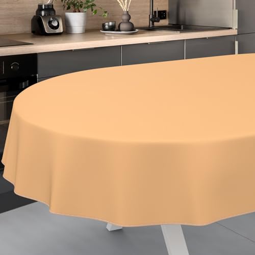 Wachstuch-Tischdecke Tischdecke abwaschbar Wachstuch Garten-Tischdecke Outdoor Indoor Oval 160x140cm mit Saum Apricot Wachstuch-Tischdecke Tischdecke abwaschbar Wachstuch Garten-Tischdecke Outdoor Indoor Oval 160x140cm mit Saum Apricot von ANRO