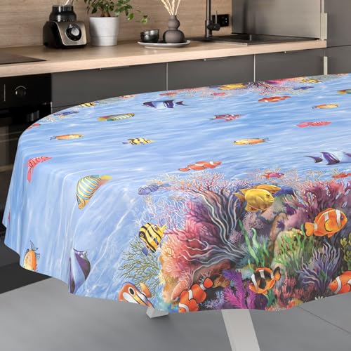 Wachstuch-Tischdecke Tischdecke abwaschbar Wachstuch Garten-Tischdecke Outdoor Indoor Oval 180x140cm Schnittkante Aquarium Wachstuch-Tischdecke Tischdecke abwaschbar Wachstuch Garten-Tischdecke Outdoor Indoor Oval 180x140cm Schnittkante Aquarium von ANRO