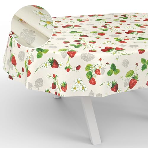 Wachstuch-Tischdecke Tischdecke abwaschbar Wachstuch Garten-Tischdecke Outdoor Indoor Oval 180x140cm Schnittkante Erdbeeren Wachstuch-Tischdecke Tischdecke abwaschbar Wachstuch Garten-Tischdecke Outdoor Indoor Oval 180x140cm Schnittkante Erdbeeren von ANRO