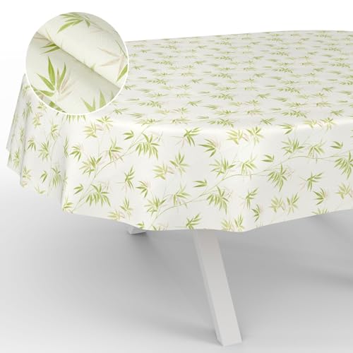 ANRO Wachstuch-Tischdecke abwaschbar Outdoor Indoor Oval 200x140cm Schnittkante Bambuk ANRO Wachstuch-Tischdecke abwaschbar Outdoor Indoor Oval 200x140cm Schnittkante Bambuk von ANRO