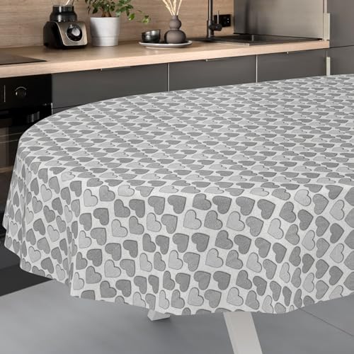Wachstuch-Tischdecke Tischdecke abwaschbar Wachstuch Garten-Tischdecke Outdoor Indoor Oval 200x140cm Schnittkante Herz Grau Wachstuch-Tischdecke Tischdecke abwaschbar Wachstuch Garten-Tischdecke Outdoor Indoor Oval 200x140cm Schnittkante Herz Grau von ANRO