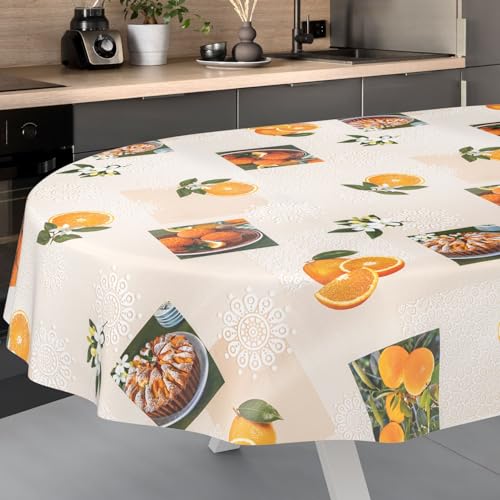 Wachstuch-Tischdecke Tischdecke abwaschbar Wachstuch Garten-Tischdecke Outdoor Indoor Oval 200x140cm Schnittkante Orangen Wachstuch-Tischdecke Tischdecke abwaschbar Wachstuch Garten-Tischdecke Outdoor Indoor Oval 200x140cm Schnittkante Orangen von ANRO