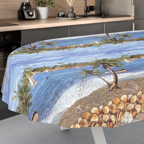 ANRO Wachstuch-Tischdecke Tischdecke abwaschbar Wachstuch Garten-Tischdecke Outdoor Indoor Oval 200x140cm Schnittkante Urlaub, D0012AD-OV200 ANRO Wachstuch-Tischdecke Tischdecke abwaschbar Wachstuch Garten-Tischdecke Outdoor Indoor Oval 200x140cm Schnittkante Urlaub, D0012AD-OV200 von ANRO