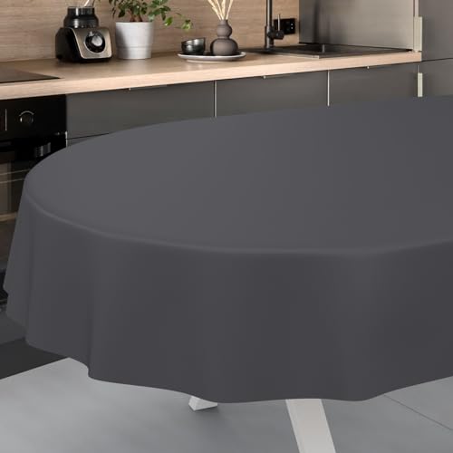 Wachstuch-Tischdecke Tischdecke abwaschbar Wachstuch Garten-Tischdecke Outdoor Indoor Oval 240x140cm Schnittkante Anthrazit Wachstuch-Tischdecke Tischdecke abwaschbar Wachstuch Garten-Tischdecke Outdoor Indoor Oval 240x140cm Schnittkante Anthrazit von ANRO