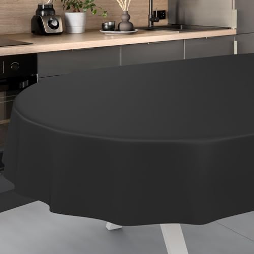 Wachstuch-Tischdecke Tischdecke abwaschbar Wachstuch Garten-Tischdecke Outdoor Indoor Oval 240x140cm Schnittkante Schwarz Wachstuch-Tischdecke Tischdecke abwaschbar Wachstuch Garten-Tischdecke Outdoor Indoor Oval 240x140cm Schnittkante Schwarz von ANRO
