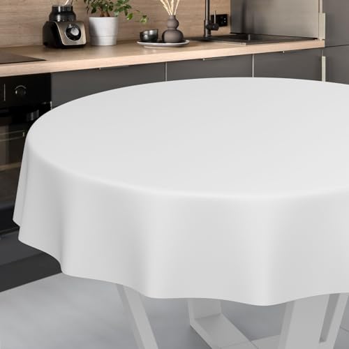 Wachstuch-Tischdecke Tischdecke abwaschbar Wachstuch Garten-Tischdecke Outdoor Indoor Rund 100cm Schnittkante Weiß Wachstuch-Tischdecke Tischdecke abwaschbar Wachstuch Garten-Tischdecke Outdoor Indoor Rund 100cm Schnittkante Weiß von ANRO