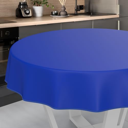 Wachstuch-Tischdecke Tischdecke abwaschbar Wachstuch Garten-Tischdecke Outdoor Indoor Rund 140cm mit Saum Blau Wachstuch-Tischdecke Tischdecke abwaschbar Wachstuch Garten-Tischdecke Outdoor Indoor Rund 140cm mit Saum Blau von ANRO