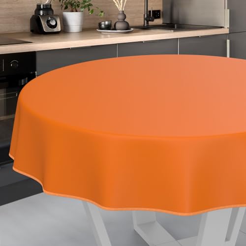 Wachstuch-Tischdecke Tischdecke abwaschbar Wachstuch Garten-Tischdecke Outdoor Indoor Rund 140cm mit Saum Orangen Wachstuch-Tischdecke Tischdecke abwaschbar Wachstuch Garten-Tischdecke Outdoor Indoor Rund 140cm mit Saum Orangen von ANRO
