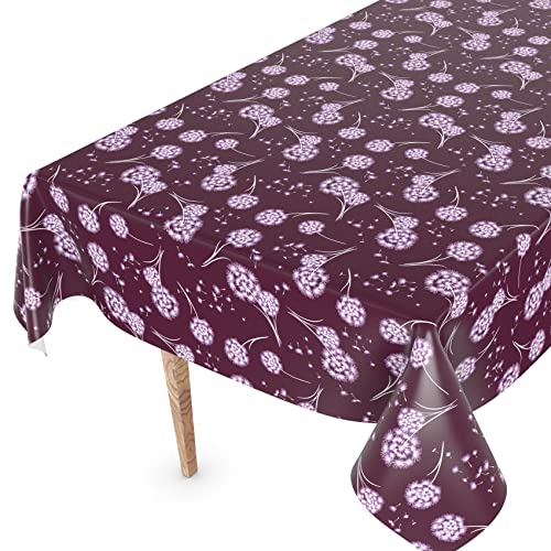 Wachstuchtischdecke Wachstischdecke Tischdecke abwaschbar Gartentischdecke Wachstuch Eckig rund oval 220 x 140cm Schnittkante Pusteblume Bordeaux von ANRO