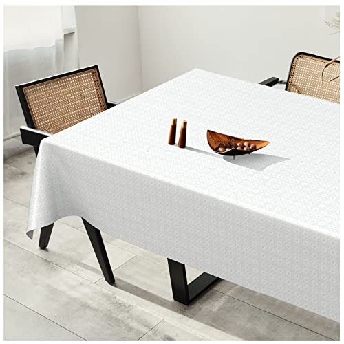 Wachstuchtischdecke Wachstuch Tischdecke abwaschbar Wachstischdecke Plastik-Tischdecken Glatt 160x140cm Schnittkante Dream Weiß von ANRO