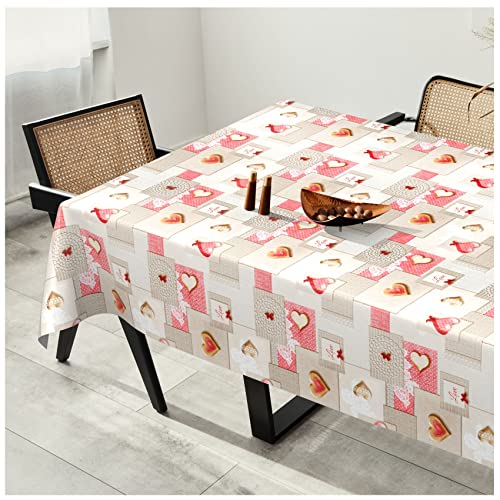 Wachstuchtischdecke Wachstuch Tischdecke abwaschbar Wachstischdecke Plastik-Tischdecken Glatt 180x140cm Schnittkante Patchwork Herz Rosa Grau Wachstuchtischdecke Wachstuch Tischdecke abwaschbar Wachstischdecke Plastik-Tischdecken Glatt 180x140cm Schnittkante Patchwork Herz Rosa Grau von ANRO