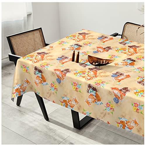 Wachstuchtischdecke Wachstuch Tischdecke abwaschbar Wachstischdecke Plastik-Tischdecken Glatt 200x140cm Schnittkante Katzen von ANRO