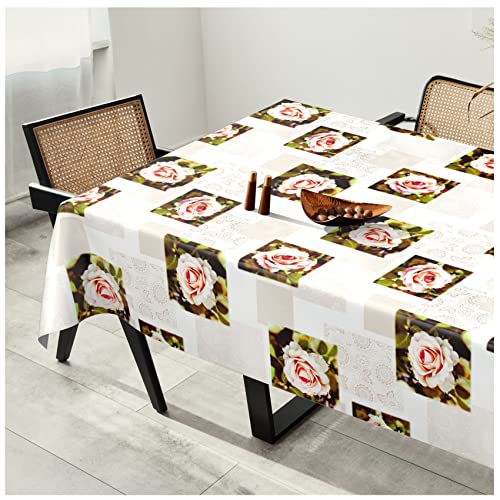 Wachstuchtischdecke Wachstuch Tischdecke abwaschbar Wachstischdecke Plastik-Tischdecken Glatt 220x140cm Schnittkante Rosen von ANRO