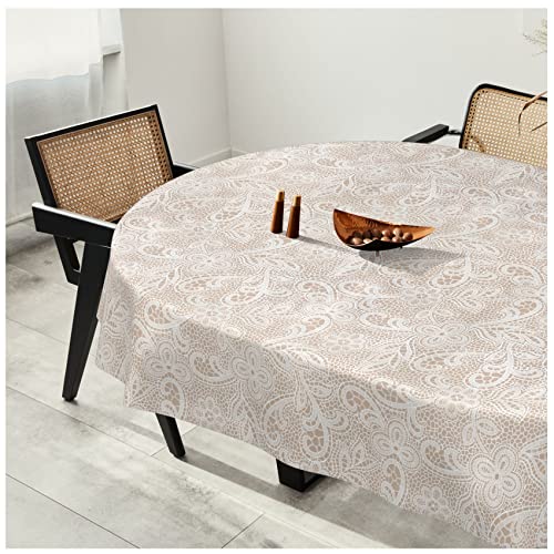 Wachstuchtischdecke Wachstuch Tischdecke abwaschbar Wachstischdecke Plastik-Tischdecken Glatt Oval 140x240cm Schnittkante Häkelspitze Optik Wachstuchtischdecke Wachstuch Tischdecke abwaschbar Wachstischdecke Plastik-Tischdecken Glatt Oval 140x240cm Schnittkante Häkelspitze Optik von ANRO