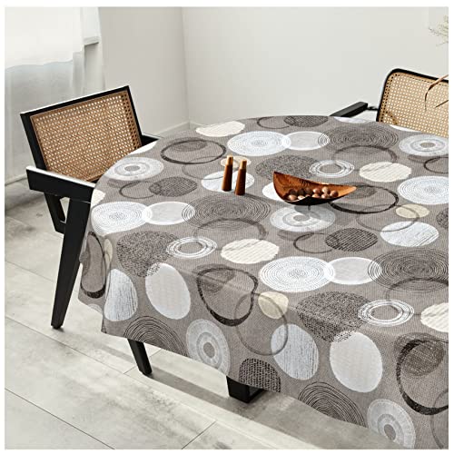 Wachstuchtischdecke Wachstuch Tischdecke abwaschbar Wachstischdecke Plastik-Tischdecken Glatt Oval 140x240cm Schnittkante Kreise Grau Ornamente Wachstuchtischdecke Wachstuch Tischdecke abwaschbar Wachstischdecke Plastik-Tischdecken Glatt Oval 140x240cm Schnittkante Kreise Grau Ornamente von ANRO