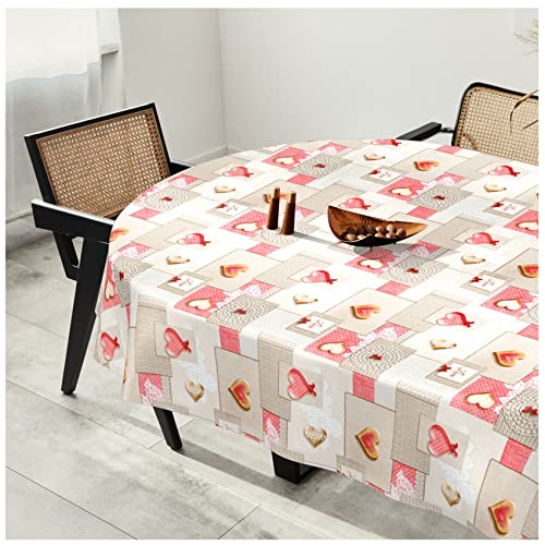 Wachstuchtischdecke Wachstuch Tischdecke abwaschbar Wachstischdecke Plastik-Tischdecken Glatt Oval 140x240cm Schnittkante Patchwork Herz Rosa Grau Wachstuchtischdecke Wachstuch Tischdecke abwaschbar Wachstischdecke Plastik-Tischdecken Glatt Oval 140x240cm Schnittkante Patchwork Herz Rosa Grau von ANRO