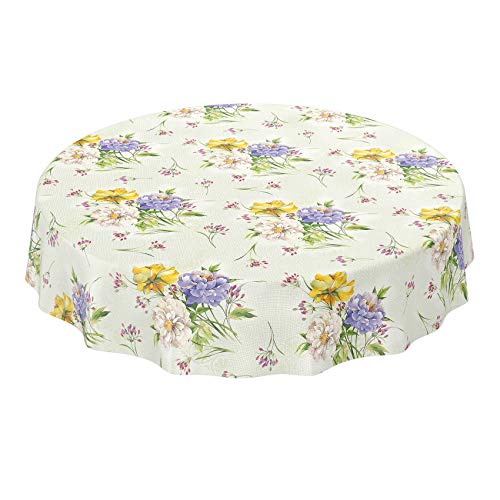 Wachstuchtischdecke abwaschbar Garten Tischdecke Wachstuch Rund Oval Eckig Indoor Outdoor Blumen Muster Rund 140cm Wachstuchtischdecke abwaschbar Garten Tischdecke Wachstuch Rund Oval Eckig Indoor Outdoor Blumen Muster Rund 140cm von ANRO