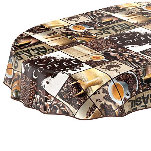Wachstuchtischdecke abwaschbar Garten Tischdecke Wachstuch Rund Oval Eckig Indoor Outdoor Kaffee Braun Oval 200x140cm mit Saum - Eingefasst Wachstuchtischdecke abwaschbar Garten Tischdecke Wachstuch Rund Oval Eckig Indoor Outdoor Kaffee Braun Oval 200x140cm mit Saum - Eingefasst von ANRO