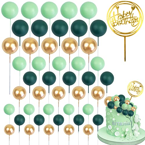 46 Tortendeko Kugeln in Grün und Gold mit Happy Birthday Topper - Perfekt für DIY Tortendeko, Hochzeiten, Geburtstage und Baby Showers 46 Tortendeko Kugeln in Grün und Gold mit Happy Birthday Topper - Perfekt für DIY Tortendeko, Hochzeiten, Geburtstage und Baby Showers von ANROI