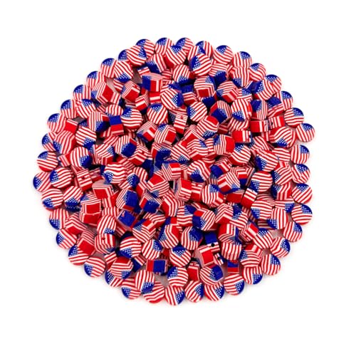 200 Stück Flaggen-Polymer-Ton-Perlen, gemischte Charm-Abstandshalter für Armbänder, Halsketten, DIY-Schmuckherstellung (Flagge) von ANSGGB