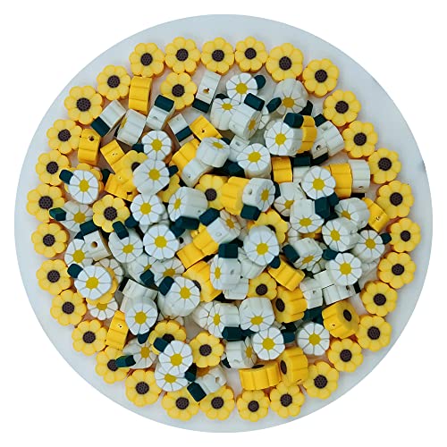ANSGGB 200 Stück Gänseblümchen-Blumen-Polymer-Tonperlen, gemischte gelbe Sonnenblumen-Charm-Abstandshalter für DIY-Armband, Halsketten, Schmuckherstellung ANSGGB 200 Stück Gänseblümchen-Blumen-Polymer-Tonperlen, gemischte gelbe Sonnenblumen-Charm-Abstandshalter für DIY-Armband, Halsketten, Schmuckherstellung von ANSGGB