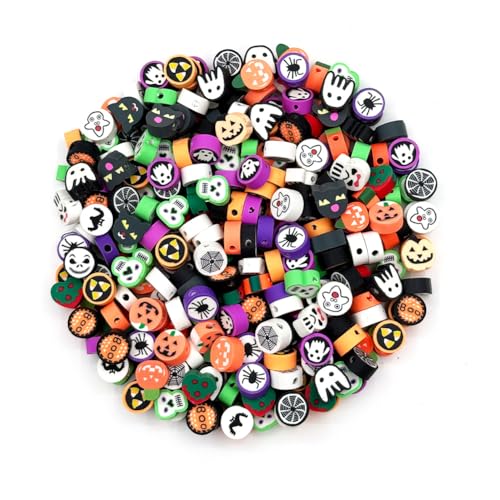 ANSGGB Halloween-Perlen aus Modelliermasse, gemischte Charm-Abstandshalter für Armbänder, Halsketten, DIY-Schmuckherstellung (Halloween) von ANSGGB