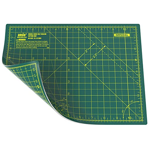 ANSIO Bastel-Schneidematte, selbstheilend, A4, doppelseitig, 5 Schichten – Quilten, Nähen, Sammelalben, Stoffe und Papierarbeiten – Imperial/Metrisch 11 Zoll x 8 Zoll / 29 cm x 21 cm – Grün/Grün ANSIO Bastel-Schneidematte, selbstheilend, A4, doppelseitig, 5 Schichten – Quilten, Nähen, Sammelalben, Stoffe und Papierarbeiten – Imperial/Metrisch 11 Zoll x 8 Zoll / 29 cm x 21 cm – Grün/Grün von ANSIO