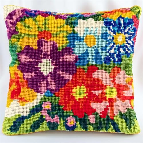 ANSIWEIGO Bunte Blumen Knüpfkissen Set Erwachsene,Blütenblätter Blumen,latch Hook Kissen Kit,DIY Knüpfhaken-Set Knüpfkissen Zum Selber Knüpfen,43x43cm/17x17 Zoll ANSIWEIGO Bunte Blumen Knüpfkissen Set Erwachsene,Blütenblätter Blumen,latch Hook Kissen Kit,DIY Knüpfhaken-Set Knüpfkissen Zum Selber Knüpfen,43x43cm/17x17 Zoll von ANSIWEIGO