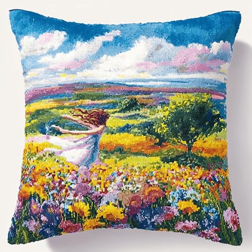 ANSIWEIGO DIY Knüpfkissen Set für Kinder und Erwachsene Anfänger,Knüpfteppich Selbstgemacht mit Knüpfhaken,Kreatives Weben Lernset für Teppich,Kissen,43x43 cm Knüpfpackung,Blumenfeld-Mädchen ANSIWEIGO DIY Knüpfkissen Set für Kinder und Erwachsene Anfänger,Knüpfteppich Selbstgemacht mit Knüpfhaken,Kreatives Weben Lernset für Teppich,Kissen,43x43 cm Knüpfpackung,Blumenfeld-Mädchen von ANSIWEIGO