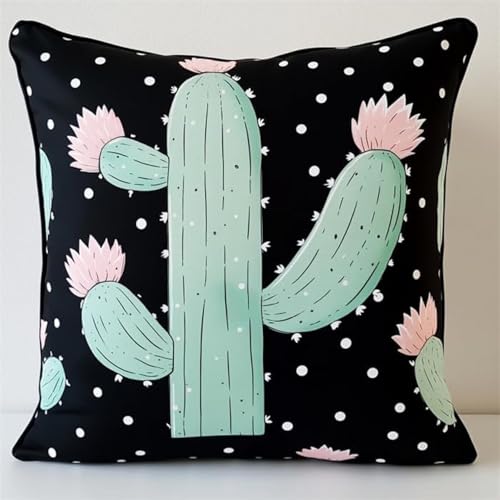 ANSIWEIGO Knotting Cushion Set,DIY Knüpfhaken-Sets,Kaktusblüte,3D Stereo Embroidery Cushion Cover Cross Stitch Sofa Cushion Cover For Kids And Adults,43x43cm/17x17 Zoll von ANSIWEIGO