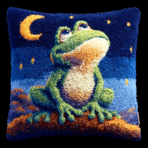 ANSIWEIGO Knüpfhaken Kissen Kits für Kinder oder Anfänger Erwachsene,Cartoon-Frosch,Knüpfteppich Zum Selber Knüpf-Sets Kissenbezug Teppich Stickerei Set DIY Latch Hook Cushion 43x43cm ANSIWEIGO Knüpfhaken Kissen Kits für Kinder oder Anfänger Erwachsene,Cartoon-Frosch,Knüpfteppich Zum Selber Knüpf-Sets Kissenbezug Teppich Stickerei Set DIY Latch Hook Cushion 43x43cm von ANSIWEIGO
