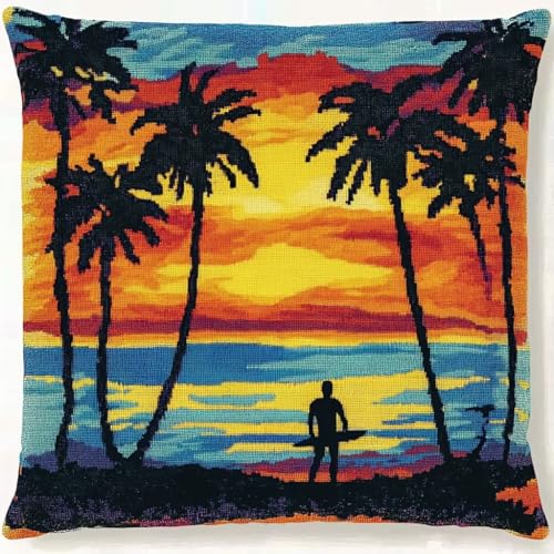 ANSIWEIGO Knüpfhaken-Kits für DIY-Kissenbezug,Handarbeit,Häkelarbeit,Knüpfhaken-Sticksets,Diy-Teppichkissen,Häkelkissenbezug Für Zuhause 43x43cm,Sonnenuntergang Palmen ANSIWEIGO Knüpfhaken-Kits für DIY-Kissenbezug,Handarbeit,Häkelarbeit,Knüpfhaken-Sticksets,Diy-Teppichkissen,Häkelkissenbezug Für Zuhause 43x43cm,Sonnenuntergang Palmen von ANSIWEIGO