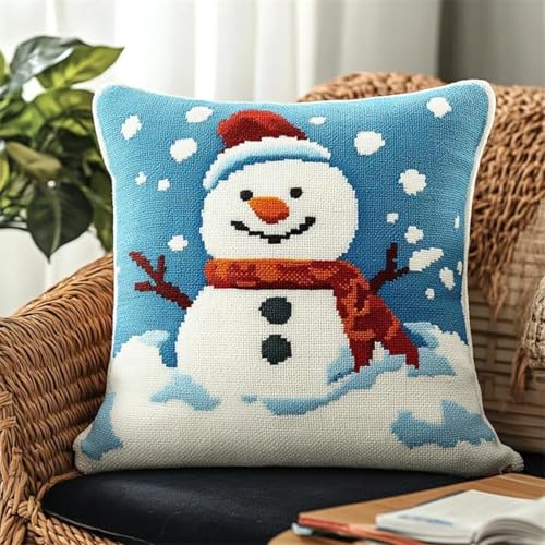 ANSIWEIGO Knüpfhaken-Sets Cushion Cover,Ein Süßer Schneemann,Latch Hook Embroidery For Adults And Beginners Pillow Case Sofa Cushion Cover Craft Kits,43x43cm/17x17 Zoll ANSIWEIGO Knüpfhaken-Sets Cushion Cover,Ein Süßer Schneemann,Latch Hook Embroidery For Adults And Beginners Pillow Case Sofa Cushion Cover Craft Kits,43x43cm/17x17 Zoll von ANSIWEIGO