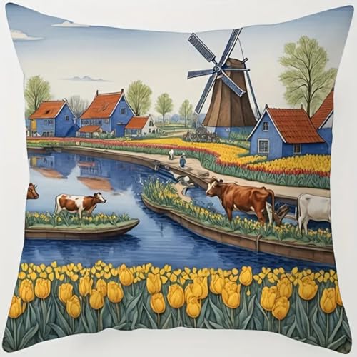 ANSIWEIGO Knüpfkissen Set 43x43 cm,DIY Knüpfset für Kinder & Erwachsene,Inkl. Knüpfhaken,Garn,Kissenvorlage,Anfängerfreundliches Knüpfkissen zum Selbermachen,Retro-holländische Landschaft ANSIWEIGO Knüpfkissen Set 43x43 cm,DIY Knüpfset für Kinder & Erwachsene,Inkl. Knüpfhaken,Garn,Kissenvorlage,Anfängerfreundliches Knüpfkissen zum Selbermachen,Retro-holländische Landschaft von ANSIWEIGO