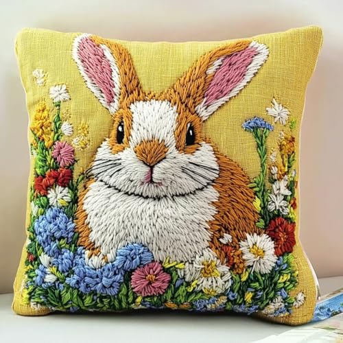 ANSIWEIGO Knüpfkissen Set 43x43 cm DIY Kissenbezug zum Selberknüpfen für Erwachsene & Kinder,Hase,Handarbeitsset mit Knüpfwerkzeug,Stickerei Kit für Anfänger & Heimdekoration ANSIWEIGO Knüpfkissen Set 43x43 cm DIY Kissenbezug zum Selberknüpfen für Erwachsene & Kinder,Hase,Handarbeitsset mit Knüpfwerkzeug,Stickerei Kit für Anfänger & Heimdekoration von ANSIWEIGO