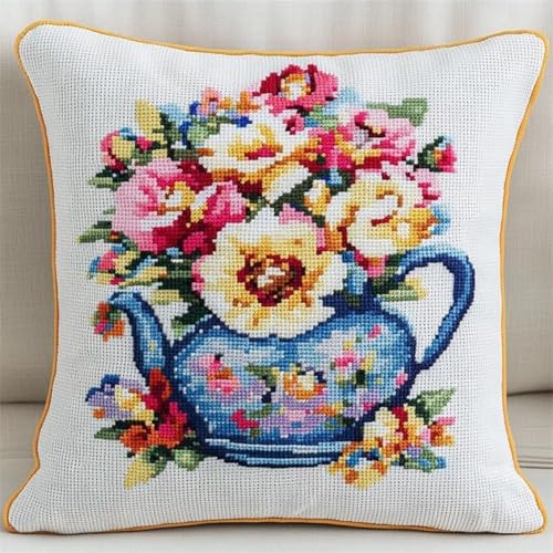 ANSIWEIGO Knüpfkissen Zum Selber Knüpfen,Blumen In Einer Teekanne,DIY Kissen Kissenbezug Kreuzstich Latch Hook Kit Handwerk Handarbeiten Erwachsene Kinder Kunsthandwerk,43x43cm/17x17 Zoll ANSIWEIGO Knüpfkissen Zum Selber Knüpfen,Blumen In Einer Teekanne,DIY Kissen Kissenbezug Kreuzstich Latch Hook Kit Handwerk Handarbeiten Erwachsene Kinder Kunsthandwerk,43x43cm/17x17 Zoll von ANSIWEIGO
