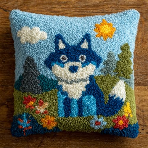 ANSIWEIGO Knüpfset für Kissen & Teppiche,DIY Handarbeit Kit mit Wollfäden und Webgitter,Kreuzstich Knüpfkissen in 43x43 cm,Latch Hook Bastelset für Erwachsene und Anfänger,Blumen-Cartoon-Wolf ANSIWEIGO Knüpfset für Kissen & Teppiche,DIY Handarbeit Kit mit Wollfäden und Webgitter,Kreuzstich Knüpfkissen in 43x43 cm,Latch Hook Bastelset für Erwachsene und Anfänger,Blumen-Cartoon-Wolf von ANSIWEIGO