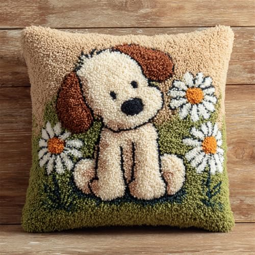 ANSIWEIGO Knüpfset für Kissen & Teppiche,DIY Handarbeit Kit mit Wollfäden und Webgitter,Kreuzstich Knüpfkissen in 43x43 cm,Latch Hook Bastelset für Erwachsene und Anfänger,Blumenwelpe ANSIWEIGO Knüpfset für Kissen & Teppiche,DIY Handarbeit Kit mit Wollfäden und Webgitter,Kreuzstich Knüpfkissen in 43x43 cm,Latch Hook Bastelset für Erwachsene und Anfänger,Blumenwelpe von ANSIWEIGO