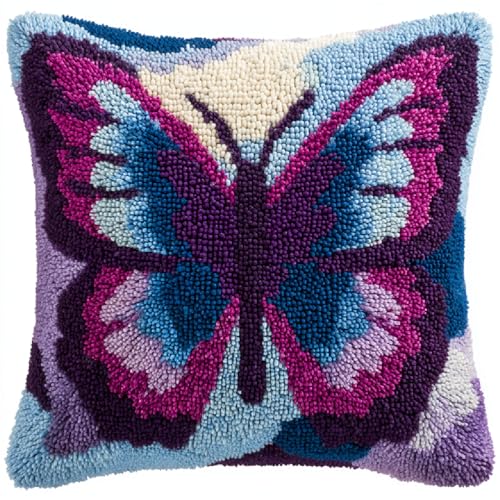 ANSIWEIGO Knüpfset für Kissen & Teppiche,DIY Handarbeit Kit mit Wollfäden und Webgitter,Kreuzstich Knüpfkissen in 43x43 cm,Latch Hook Bastelset für Erwachsene und Anfänger,Schmetterling ANSIWEIGO Knüpfset für Kissen & Teppiche,DIY Handarbeit Kit mit Wollfäden und Webgitter,Kreuzstich Knüpfkissen in 43x43 cm,Latch Hook Bastelset für Erwachsene und Anfänger,Schmetterling von ANSIWEIGO