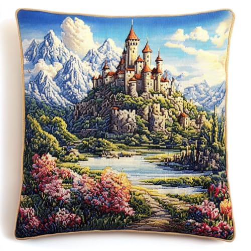 ANSIWEIGO Komplettes DIY Knüpfkissen Set ideal für Anfänger,Latch Hook Kissen Kit Geschenk für Handarbeitsfans,Alpenschloss,Kissenbezug als Sofakissen oder Heimdekoration Dekokissen Projekts 43x43 cm ANSIWEIGO Komplettes DIY Knüpfkissen Set ideal für Anfänger,Latch Hook Kissen Kit Geschenk für Handarbeitsfans,Alpenschloss,Kissenbezug als Sofakissen oder Heimdekoration Dekokissen Projekts 43x43 cm von ANSIWEIGO