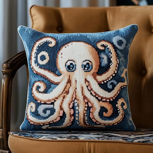 ANSIWEIGO Kreuzstich Set Vorgedruckt Kissenbezug, Cartoon-Oktopus Stickkissen Mit Muster Handstickerei Kissenbezug Set Kreuzstich Kissen Zum Stickkissen Stickpackung,18x18 Zoll ANSIWEIGO Kreuzstich Set Vorgedruckt Kissenbezug, Cartoon-Oktopus Stickkissen Mit Muster Handstickerei Kissenbezug Set Kreuzstich Kissen Zum Stickkissen Stickpackung,18x18 Zoll von ANSIWEIGO